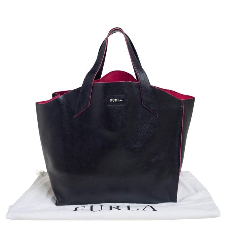 Pre Owned Furla Black Leather Small Jucca Tote