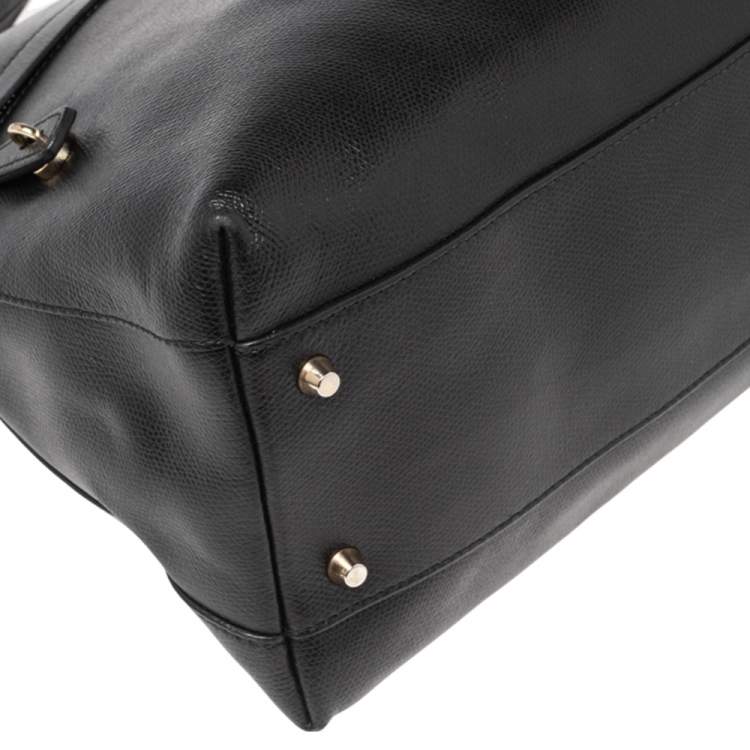 Pre Owned Furla Black Leather Piper Dome Satchel