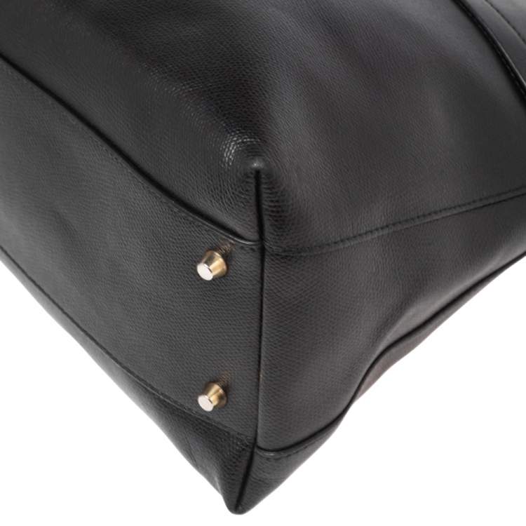 Pre Owned Furla Black Leather Piper Dome Satchel