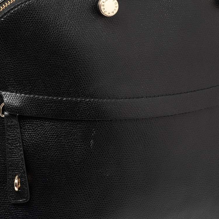 Pre Owned Furla Black Leather Piper Dome Satchel