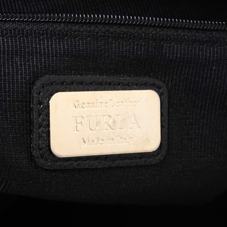 Pre Owned Furla Black Leather Piper Dome Satchel