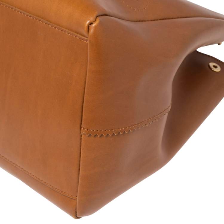 Pre Owned Furla Brown Perforated Leather Tote