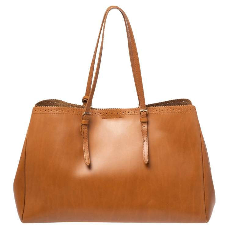Pre Owned Furla Brown Perforated Leather Tote