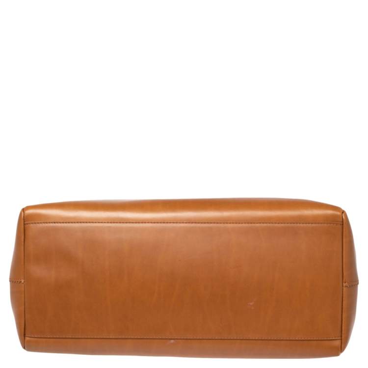 Pre Owned Furla Brown Perforated Leather Tote