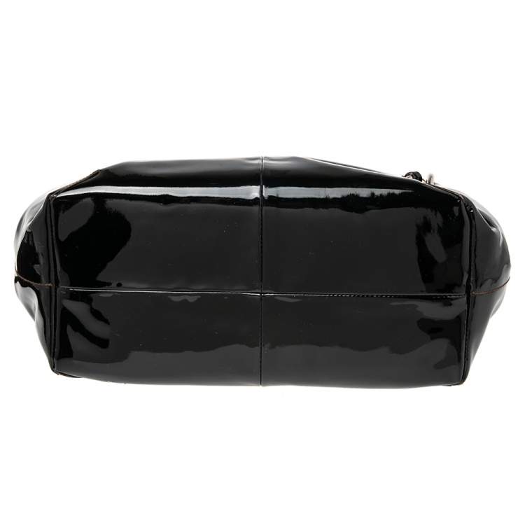 Pre Owned Furla Black Patent Leather Hobo