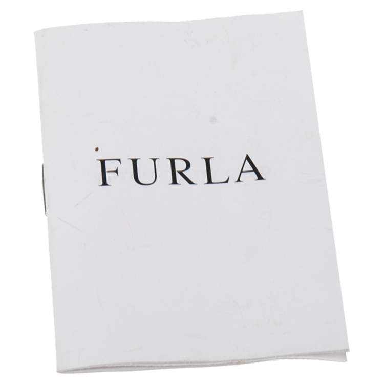 Pre Owned Furla White/Beige Croc Embossed Leather Tote