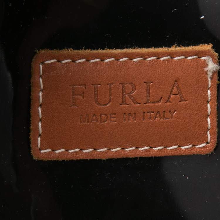 Pre Owned Furla White/Beige Croc Embossed Leather Tote