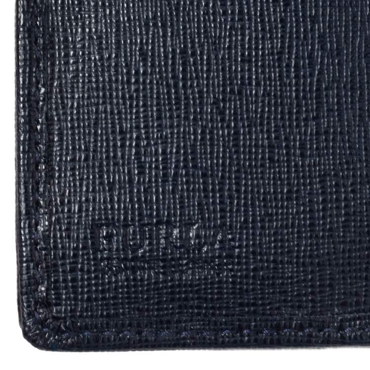 Pre Owned Furla Navy Blue Leather Trifold Wallet