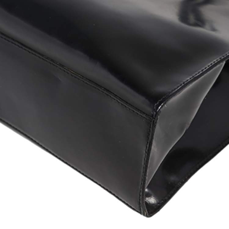 Pre Owned Furla Black Patent Leather Tote