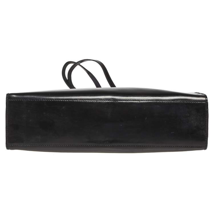 Pre Owned Furla Black Patent Leather Tote