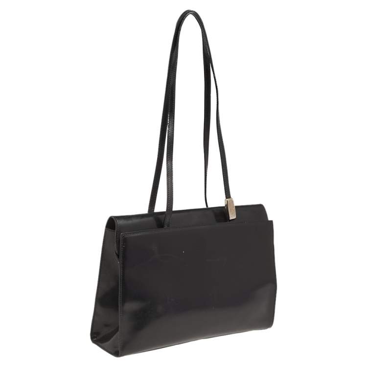Pre Owned Furla Black Patent Leather Tote