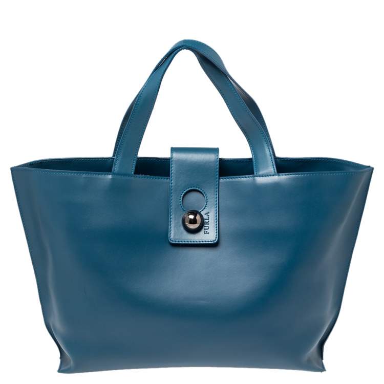 Pre Owned Furla Blue Leather Tote