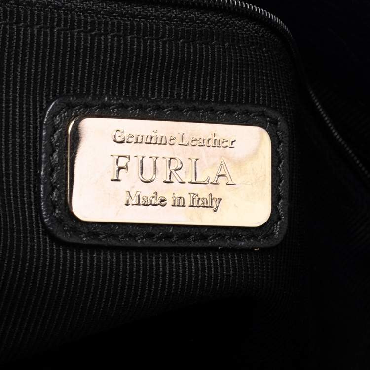 Pre Owned Furla Black Leather Hobo 