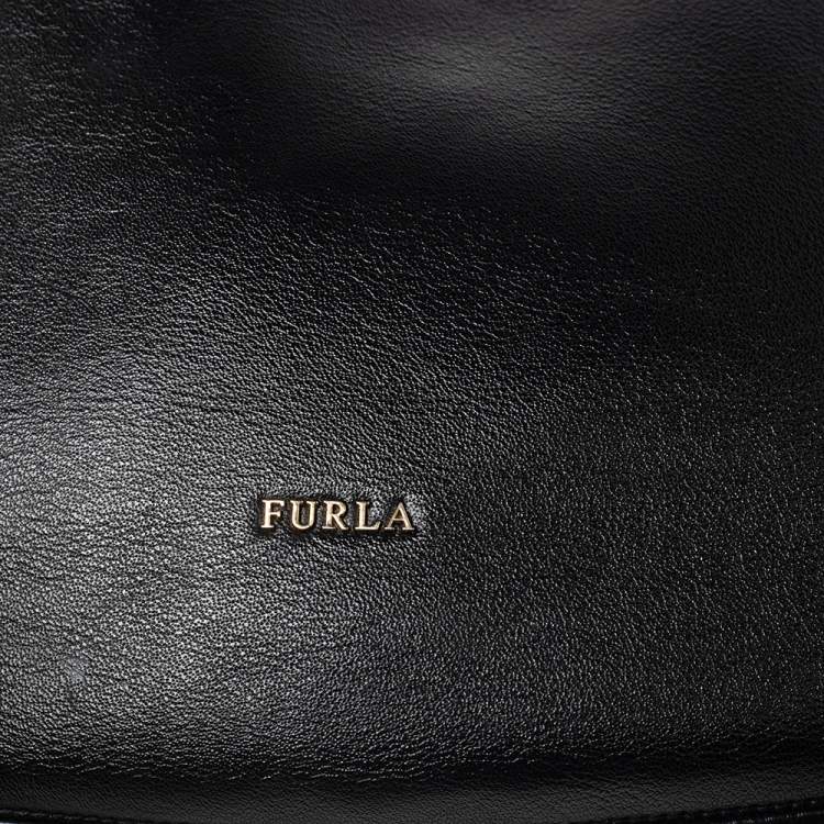 Pre Owned Furla Black Leather Hobo 