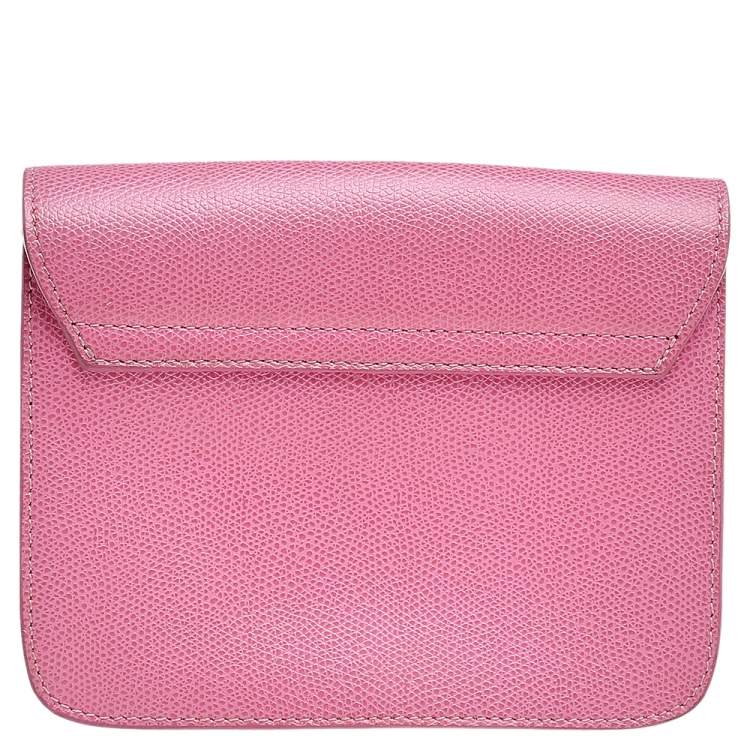 Pre Owned Furla Pink Leather Mini Metropolis Chain Crossbody Bag