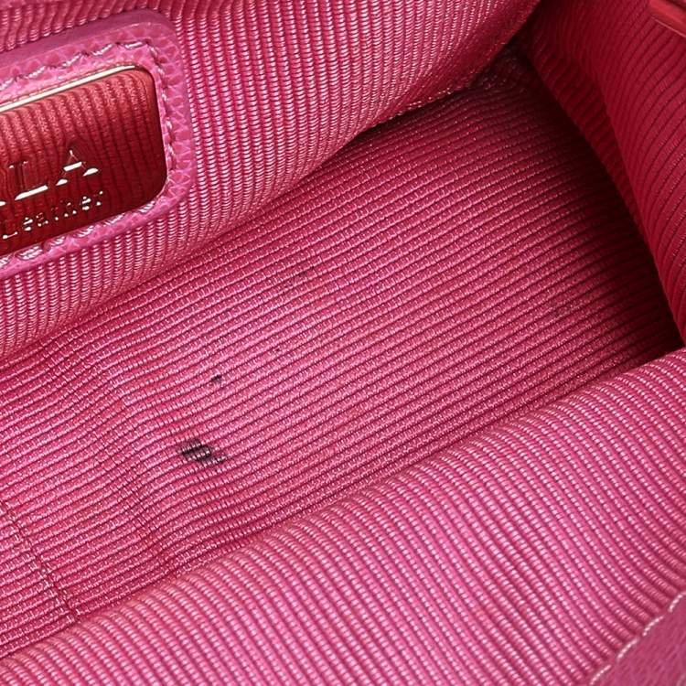 Pre Owned Furla Pink Leather Mini Metropolis Chain Crossbody Bag