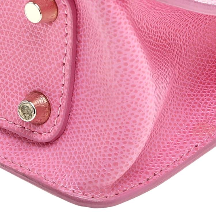 Pre Owned Furla Pink Leather Mini Metropolis Chain Crossbody Bag