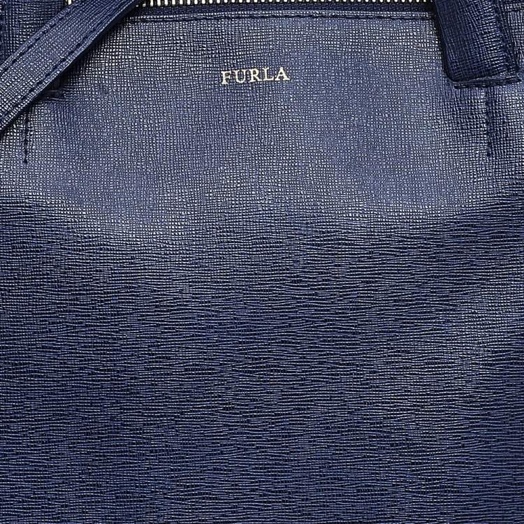 Pre Owned Furla Navy Blue Leather Large Lotus Tote