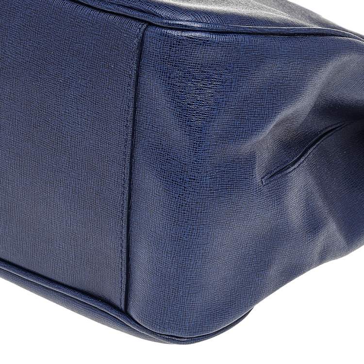 Pre Owned Furla Navy Blue Leather Large Lotus Tote
