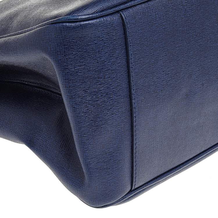 Pre Owned Furla Navy Blue Leather Large Lotus Tote