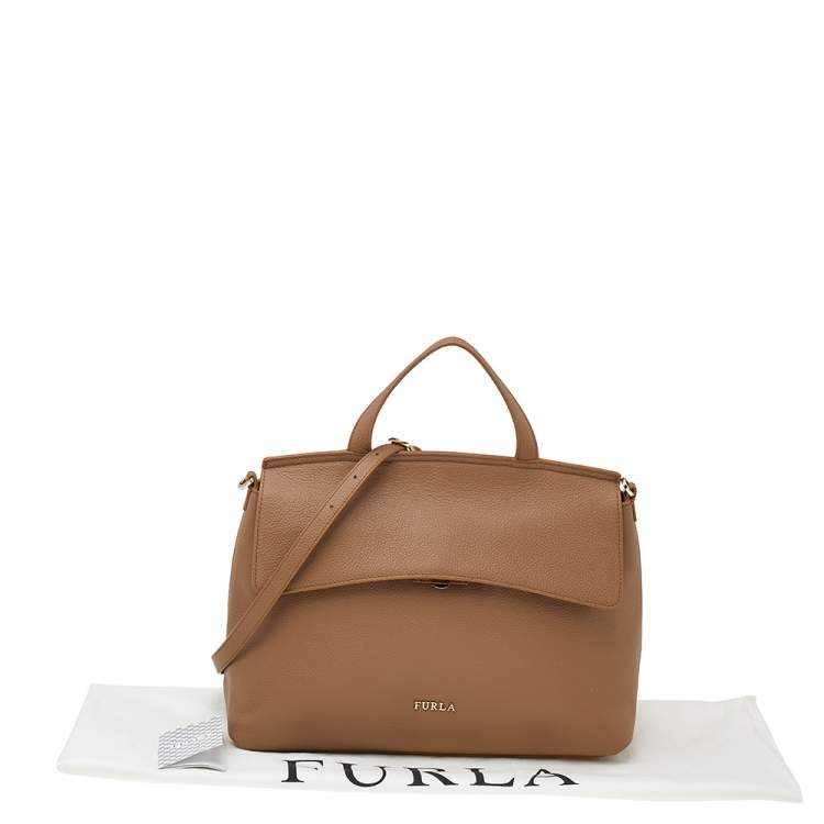 Pre Owned Furla Beige Leather Top Handle Bag