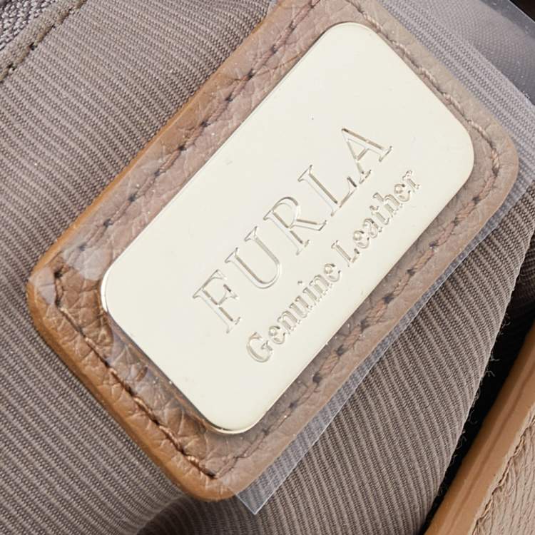 Pre Owned Furla Beige Leather Top Handle Bag