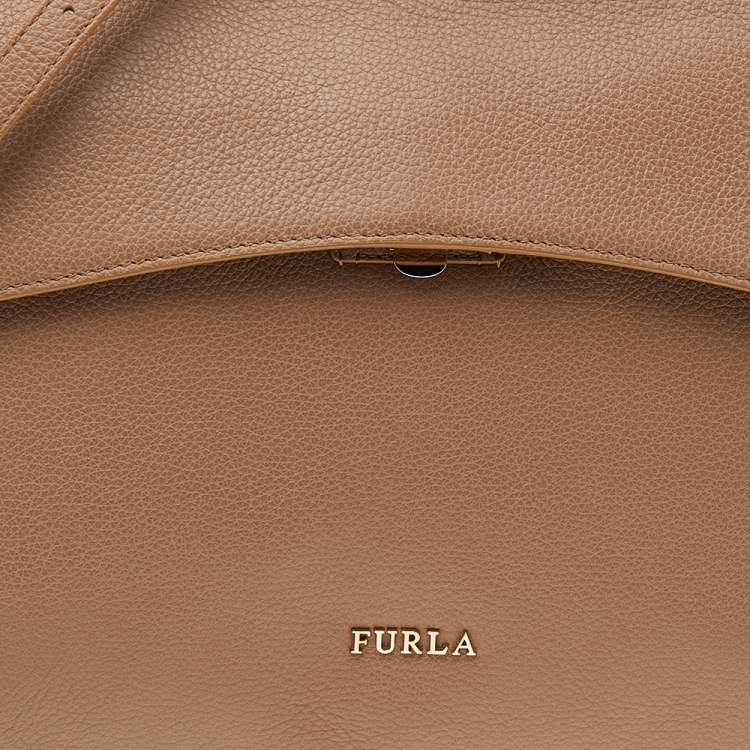 Pre Owned Furla Beige Leather Top Handle Bag