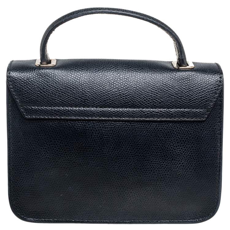 Pre Owned Furla Black Leather Mini Metropolis Top Handle Bag