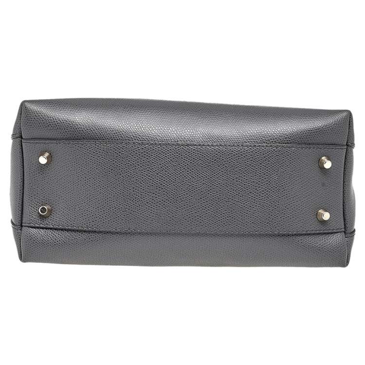 Pre Owned Furla Grey Leather Small Piper Satchel