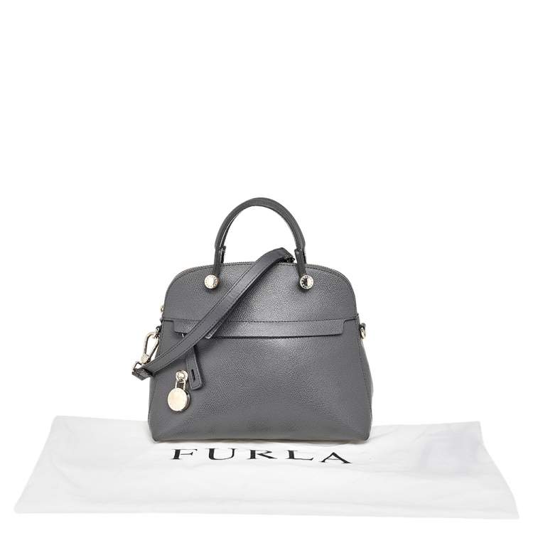 Pre Owned Furla Grey Leather Small Piper Satchel