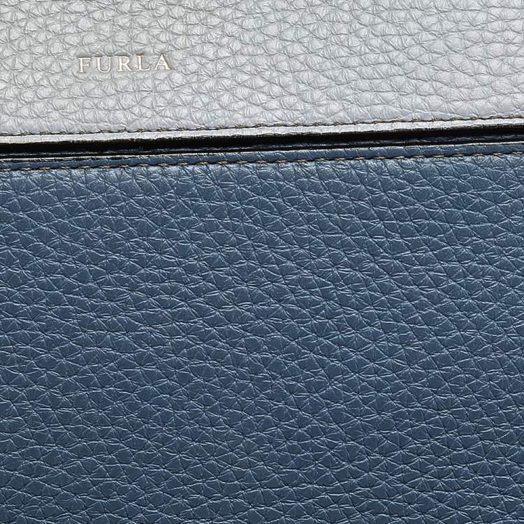 Pre Owned Furla Blue/Grey Leather Small Onice Top Handle Bag