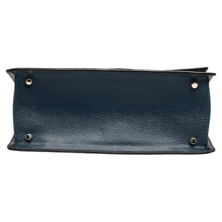 Pre Owned Furla Blue/Grey Leather Small Onice Top Handle Bag