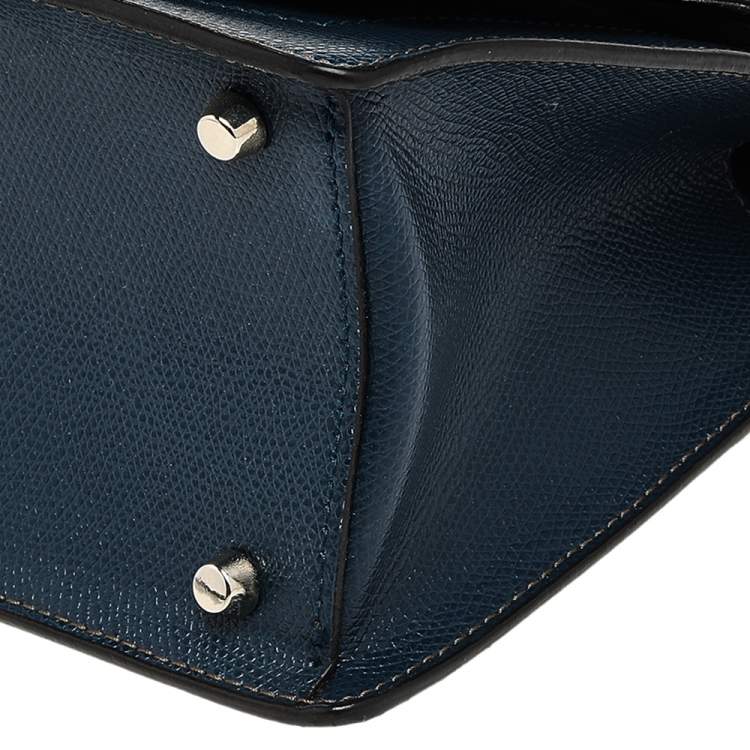 Pre Owned Furla Blue/Grey Leather Small Onice Top Handle Bag