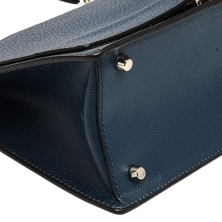 Pre Owned Furla Blue/Grey Leather Small Onice Top Handle Bag