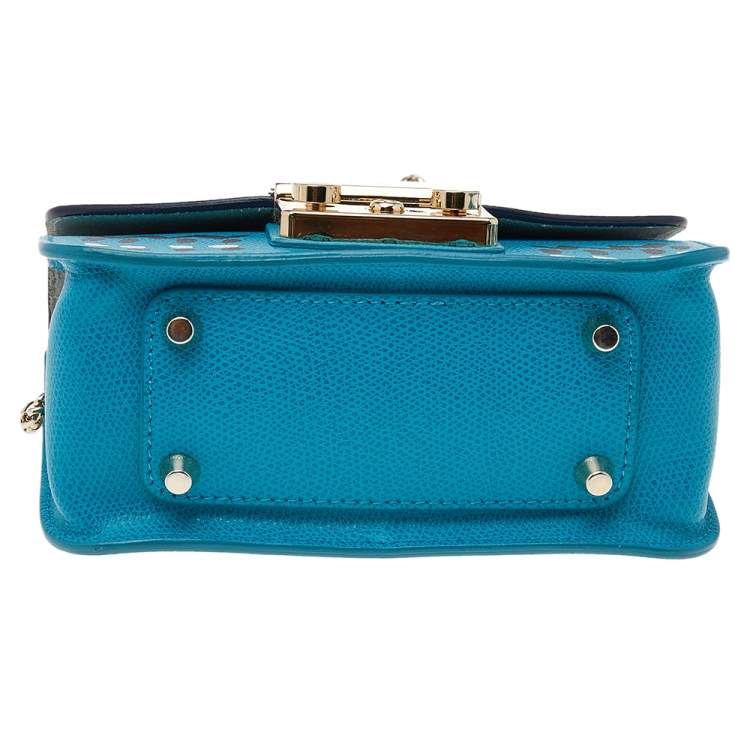 مملوكة مسبقًا Furla Blue/Navy Blue Leather Mini Metropolis Papillon Crossbody Bag