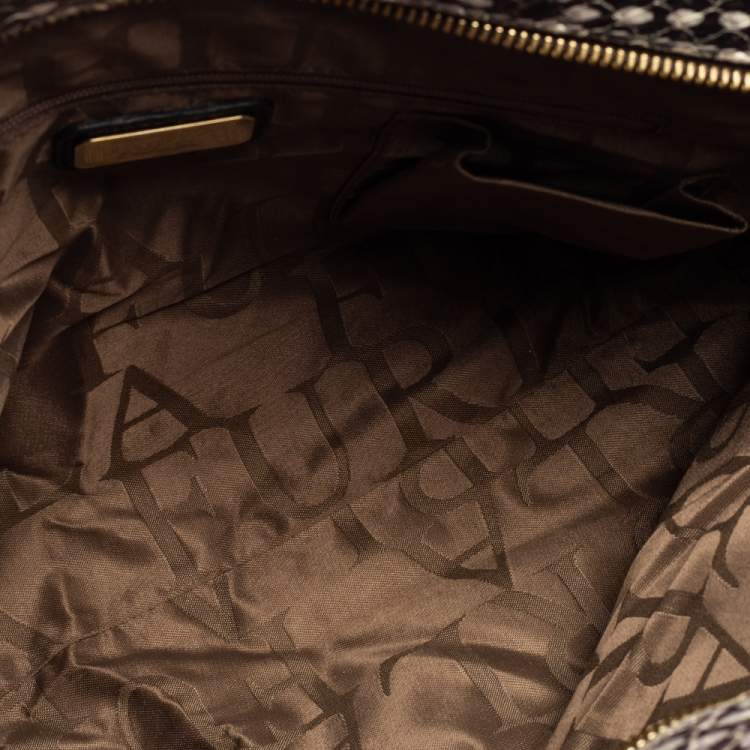 Pre Owned Furla Black-Grey Python Embossed Leather Small Piper Cartella Satchel