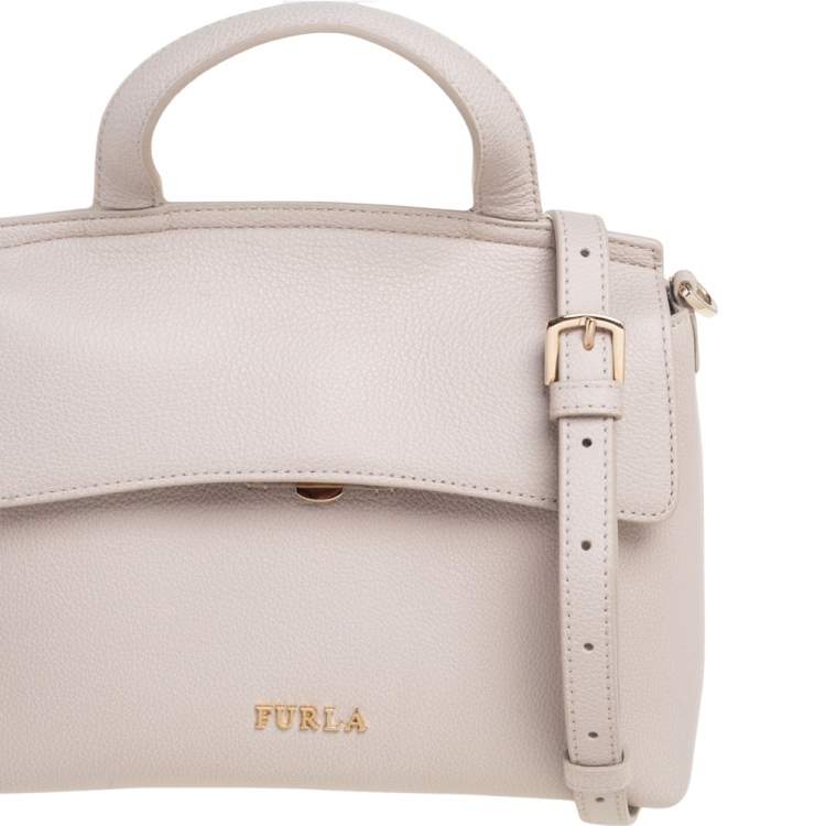 Pre Owned Furla Grey Leather Niki Top Handle Satchel