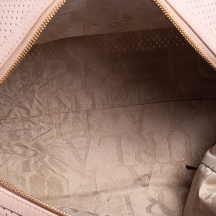 Pre Owned Furla Beige Perforated Leather Bowler Bag