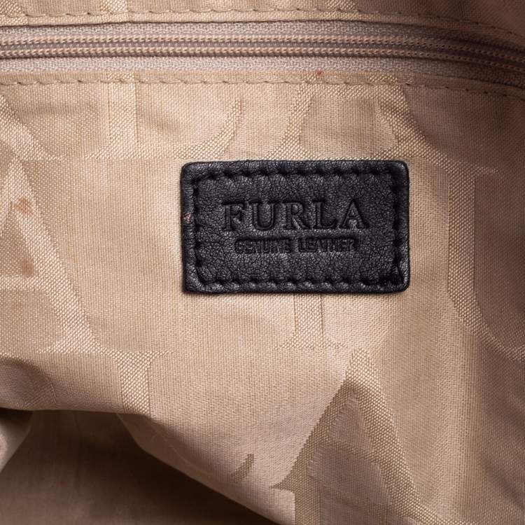 Pre Owned Furla Beige Perforated Leather Bowler Bag