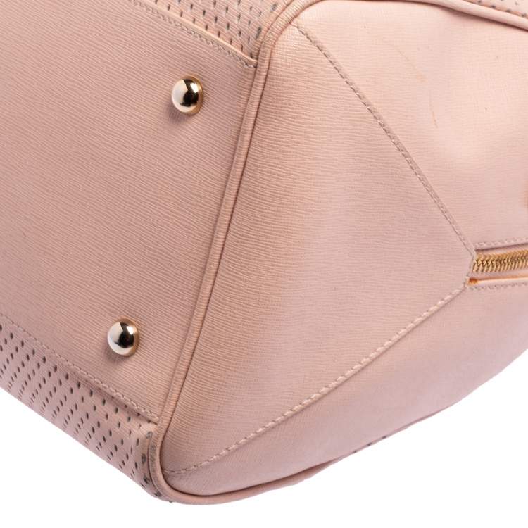 Pre Owned Furla Beige Perforated Leather Bowler Bag