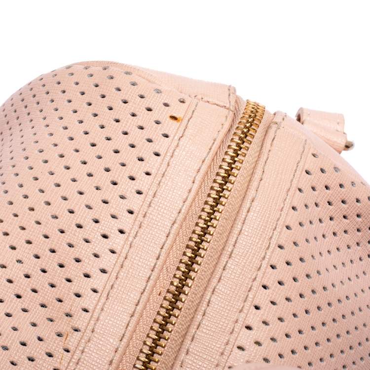 Pre Owned Furla Beige Perforated Leather Bowler Bag