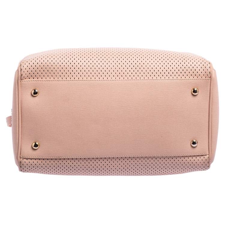 Pre Owned Furla Beige Perforated Leather Bowler Bag
