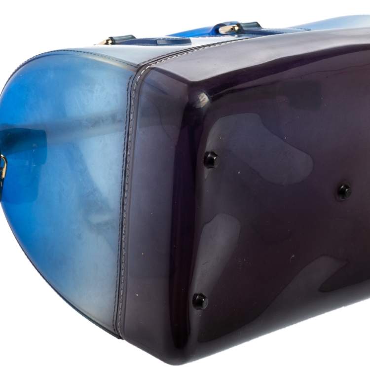 Pre Owned Furla Ombre Blue Rubber Medium Candy Satchel