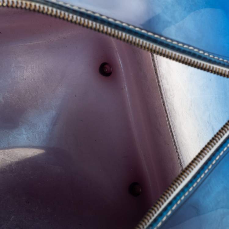 Pre Owned Furla Ombre Blue Rubber Medium Candy Satchel