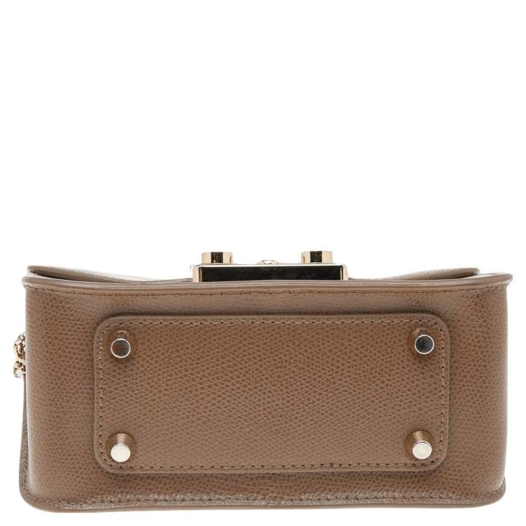 مملوكة مسبقًا Furla Brown Leather Mini Metropolis Chain Crossbody Bag