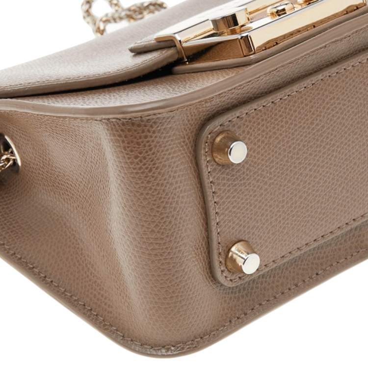 مملوكة مسبقًا Furla Brown Leather Mini Metropolis Chain Crossbody Bag