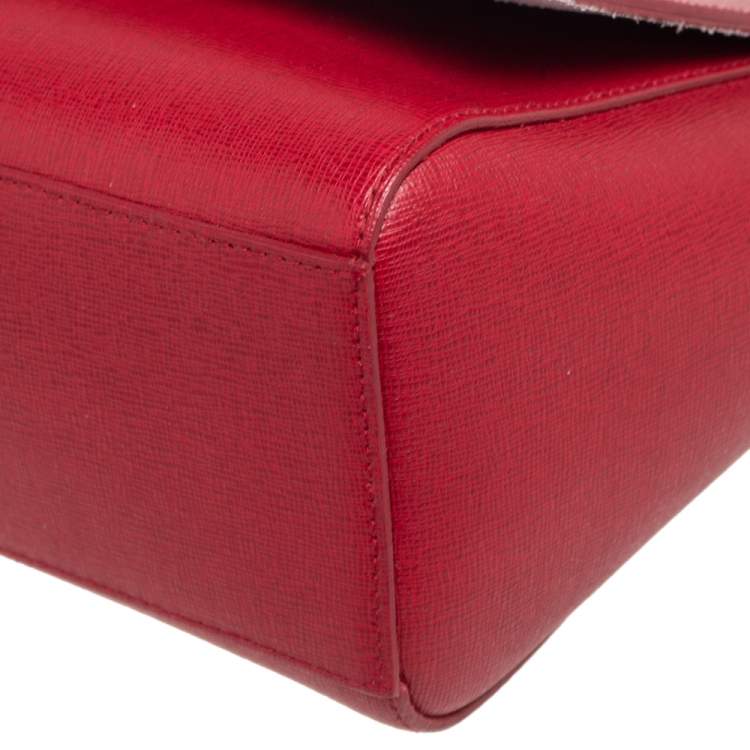 Pre Owned Furla Red Leather Mini Ginevra Shoulder Bag