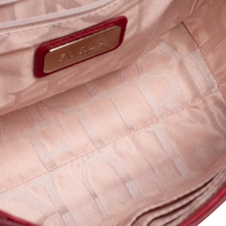 Pre Owned Furla Red Leather Mini Ginevra Shoulder Bag