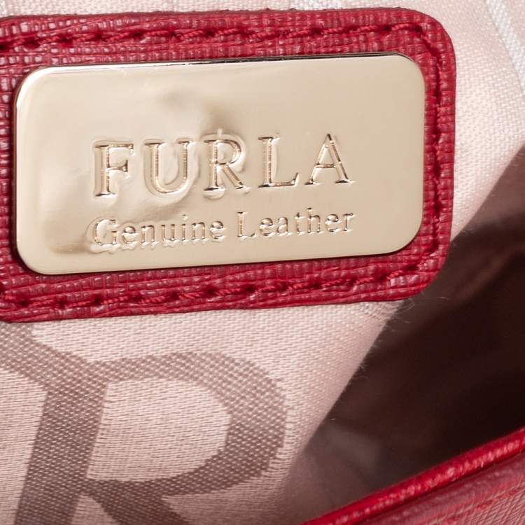 Pre Owned Furla Red Leather Mini Ginevra Shoulder Bag