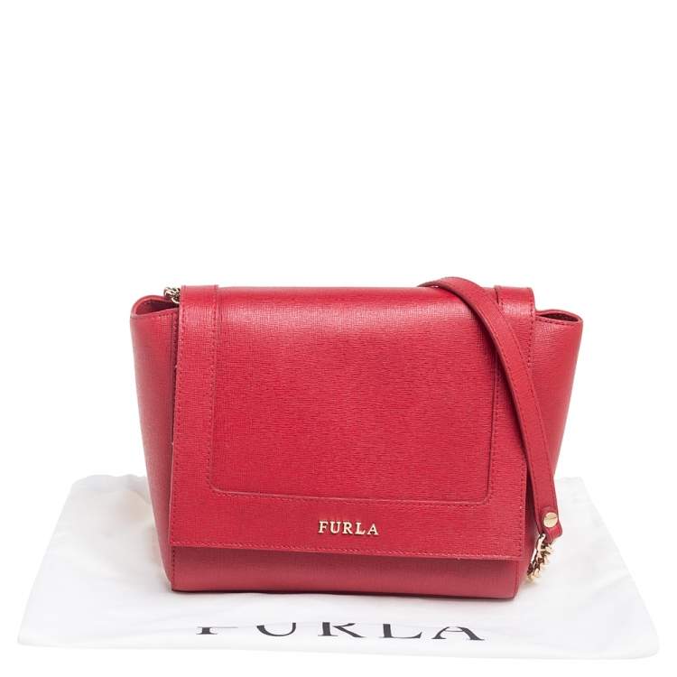 Pre Owned Furla Red Leather Mini Ginevra Shoulder Bag